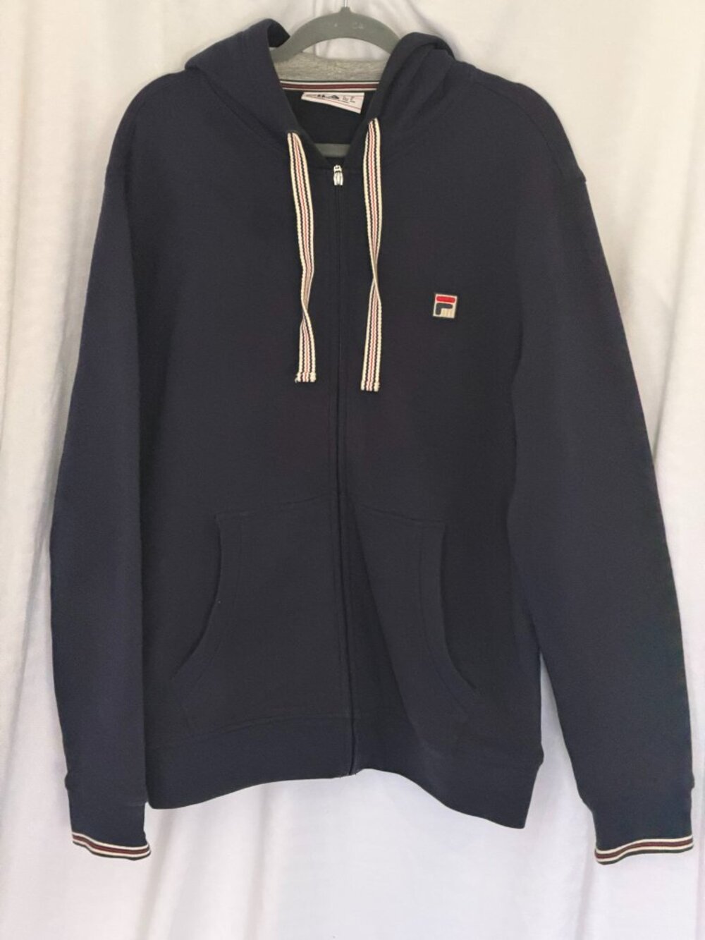 FILA Men's Tenconi Full-Zip Fleece Hoodie Navy Blue Size Medium